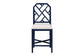 bali & pari Sergio Wood Counter Stool - Chippendale Kitchen Island Seating with Bamboo Motif and Upholstered Seat Cushion, Navy Blue