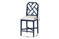 bali & pari Sergio Wood Counter Stool - Chippendale Kitchen Island Seating with Bamboo Motif and Upholstered Seat Cushion, Navy Blue