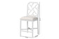 bali & pari Sergio Wood Counter Stool - Chippendale Kitchen Island Seating with Bamboo Motif and Upholstered Seat Cushion, White