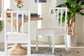 bali & pari Deya Bobbin Dining Chair - Wood Side Chair with Upholstered Seat and Spindle Backrest, White