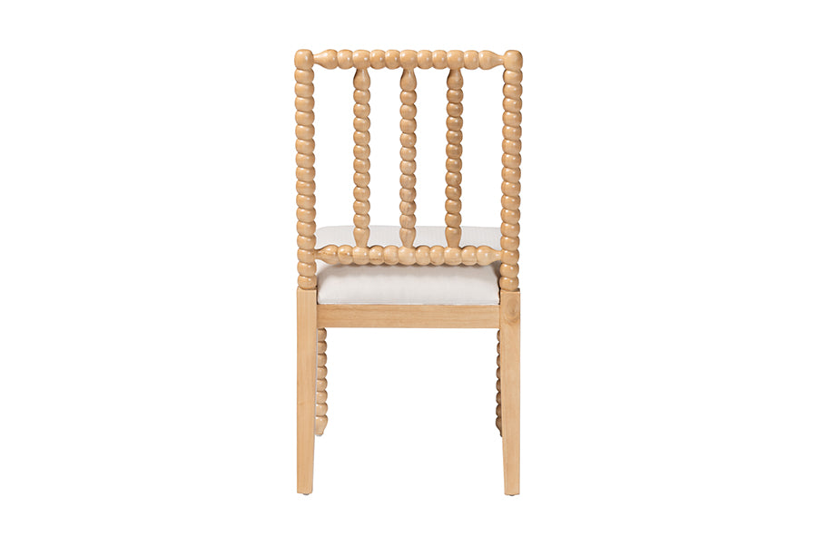 bali & pari Deya Bobbin Dining Chair - Wood Side Chair with Upholstered Seat and Spindle Backrest, Natural Brown