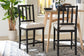 bali & pari Deya Bobbin Counter Stool - Sculptural Wood Kitchen Seating with Upholstered Seat and Spindle Back, Black