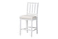 bali & pari Deya Bobbin Counter Stool - Sculptural Wood Kitchen Seating with Upholstered Seat and Spindle Back, White