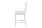 bali & pari Deya Bobbin Counter Stool - Sculptural Wood Kitchen Seating with Upholstered Seat and Spindle Back, White