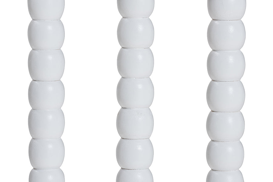 bali & pari Deya Bobbin Counter Stool - Sculptural Wood Kitchen Seating with Upholstered Seat and Spindle Back, White