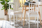 bali & pari Deya Bobbin Counter Stool - Sculptural Wood Kitchen Seating with Upholstered Seat and Spindle Back, White