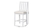 bali & pari Deya Bobbin Counter Stool - Sculptural Wood Kitchen Seating with Upholstered Seat and Spindle Back, White