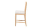 bali & pari Deya Bobbin Counter Stool - Sculptural Wood Kitchen Seating with Upholstered Seat and Spindle Back, Natural Brown