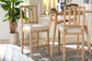 bali & pari Deya Bobbin Counter Stool - Sculptural Wood Kitchen Seating with Upholstered Seat and Spindle Back, Natural Brown