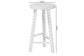 bali & pari David Acacia Wood Bobbin Counter Stool - Sculptural Backless Accent Stool for Kitchen Island or Lounge with Footrest, White