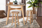 bali & pari David Acacia Wood Bobbin Counter Stool - Sculptural Backless Accent Stool for Kitchen Island or Lounge with Footrest, Natural Brown