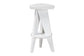 bali & pari Roy Wood Counter Stool - Sculptural Backless Accent Stool with Geometric Base and Integrated Footrest, White