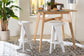 bali & pari Roy Wood Counter Stool - Sculptural Backless Accent Stool with Geometric Base and Integrated Footrest, White