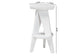bali & pari Roy Wood Counter Stool - Sculptural Backless Accent Stool with Geometric Base and Integrated Footrest, White