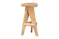 bali & pari Roy Wood Counter Stool - Sculptural Backless Accent Stool with Geometric Base and Integrated Footrest, Natural Brown