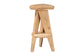 bali & pari Roy Wood Counter Stool - Sculptural Backless Accent Stool with Geometric Base and Integrated Footrest, Natural Brown