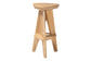 bali & pari Roy Wood Counter Stool - Sculptural Backless Accent Stool with Geometric Base and Integrated Footrest, Natural Brown