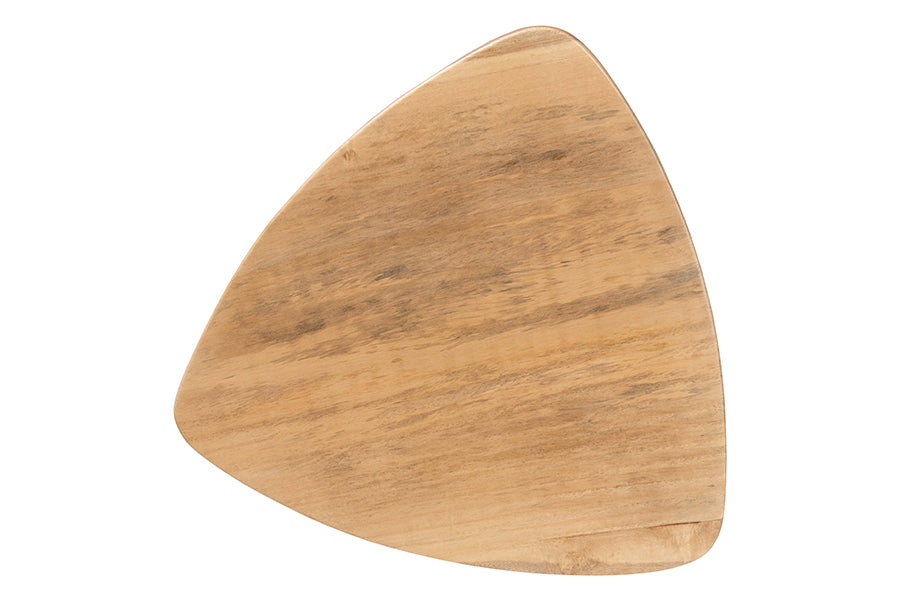 bali & pari Roy Wood Counter Stool - Sculptural Backless Accent Stool with Geometric Base and Integrated Footrest, Natural Brown