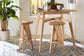 bali & pari Roy Wood Counter Stool - Sculptural Backless Accent Stool with Geometric Base and Integrated Footrest, Natural Brown