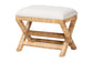 bali & pari Christy Natural Rattan Ottoman - Hand Wrapped Wicker Accent Stool with Cushioned Seat and Crisscross Frame