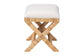 bali & pari Christy Natural Rattan Ottoman - Hand Wrapped Wicker Accent Stool with Cushioned Seat and Crisscross Frame