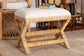 bali & pari Christy Natural Rattan Ottoman - Hand Wrapped Wicker Accent Stool with Cushioned Seat and Crisscross Frame