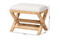 bali & pari Christy Natural Rattan Ottoman - Hand Wrapped Wicker Accent Stool with Cushioned Seat and Crisscross Frame