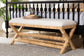 bali & pari Christy Natural Rattan Bench - Hand Wrapped Wicker Accent Seating with Upholstered Cushion and Crisscross Frame