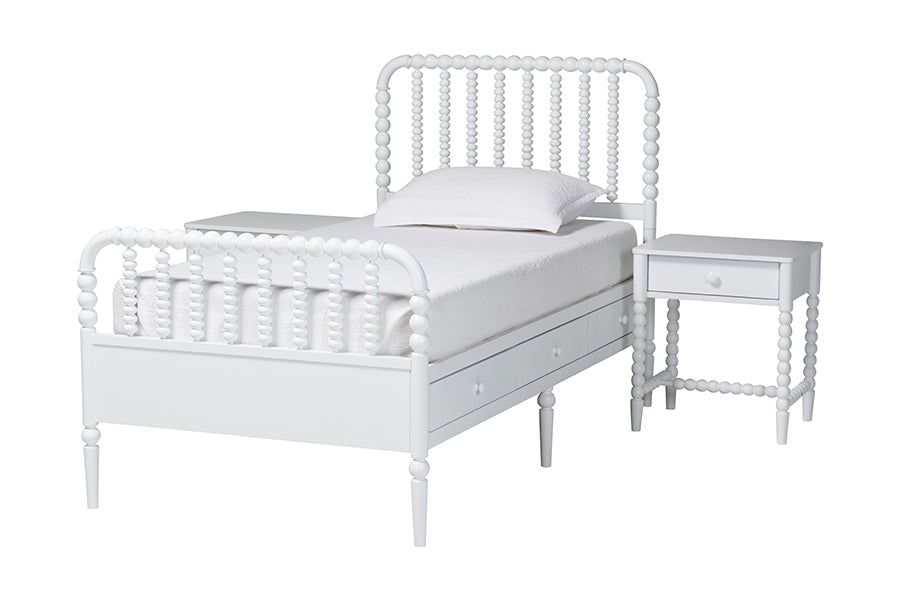 Baxton Studio Lucera 3-Piece Bedroom Set, Twin, White