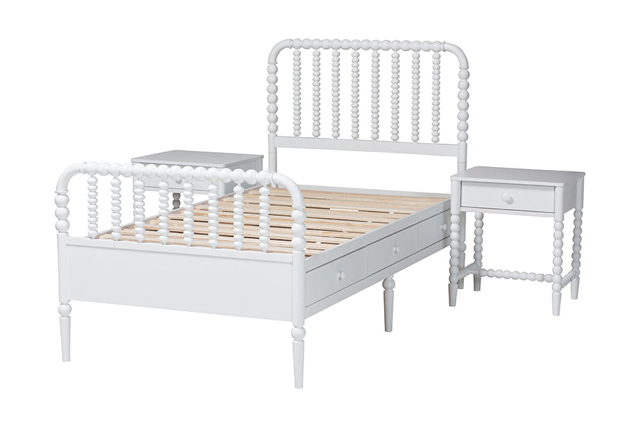 Baxton Studio Lucera 3-Piece Bedroom Set, Twin, White