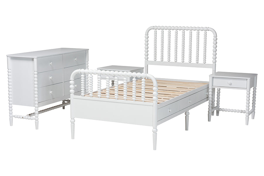 Baxton Studio Lucera 4-Piece Bedroom Set, Twin, White