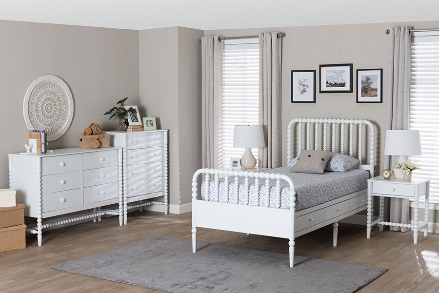 Baxton Studio Lucera 5-Piece Bedroom Set, Twin, White
