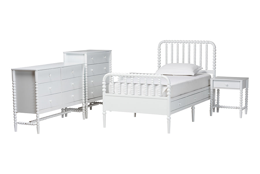 Baxton Studio Lucera 5-Piece Bedroom Set, Twin, White