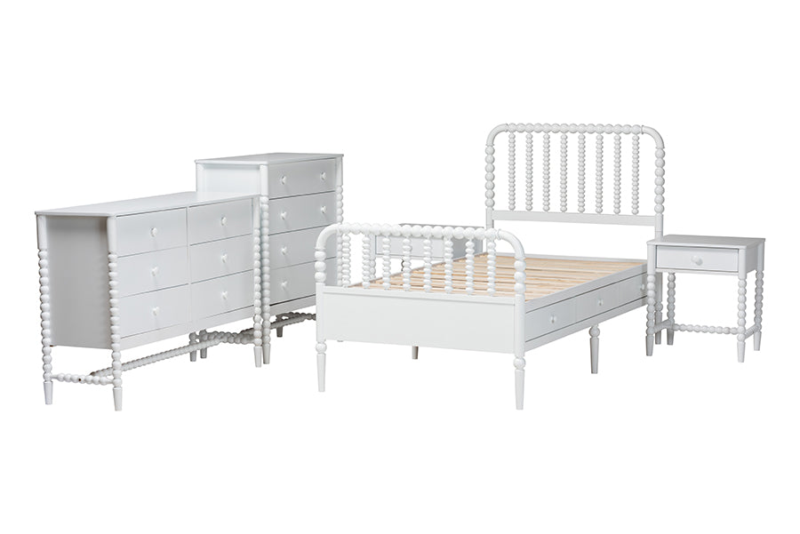 Baxton Studio Lucera 5-Piece Bedroom Set, Twin, White