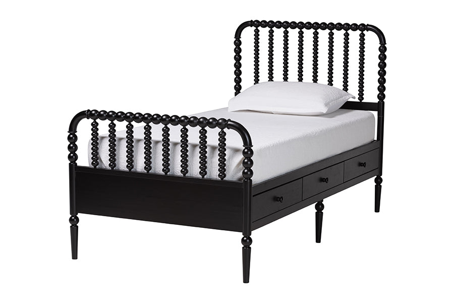 Baxton Studio Lucera 4-Piece Bedroom Set, Twin, Black