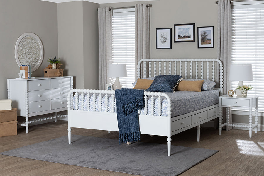 Baxton Studio Lucera 4-Piece Bedroom Set, Full, White