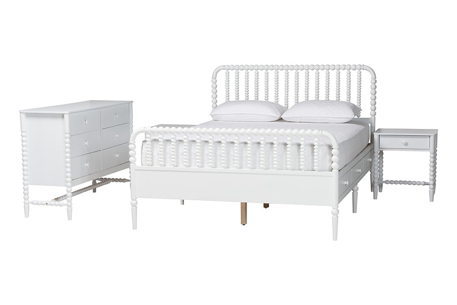 Baxton Studio Lucera 4-Piece Bedroom Set, Full, White