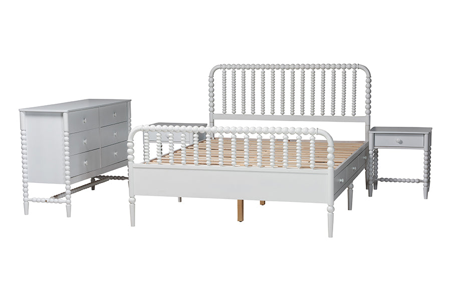 Baxton Studio Lucera 4-Piece Bedroom Set, Full, White