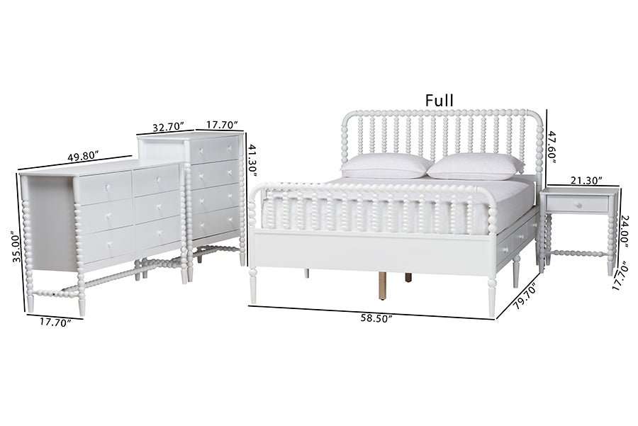 Baxton Studio Lucera 5-Piece Bedroom Set, Full, White
