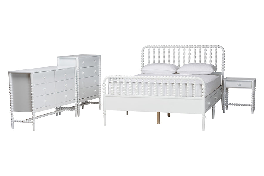 Baxton Studio Lucera 5-Piece Bedroom Set, Full, White