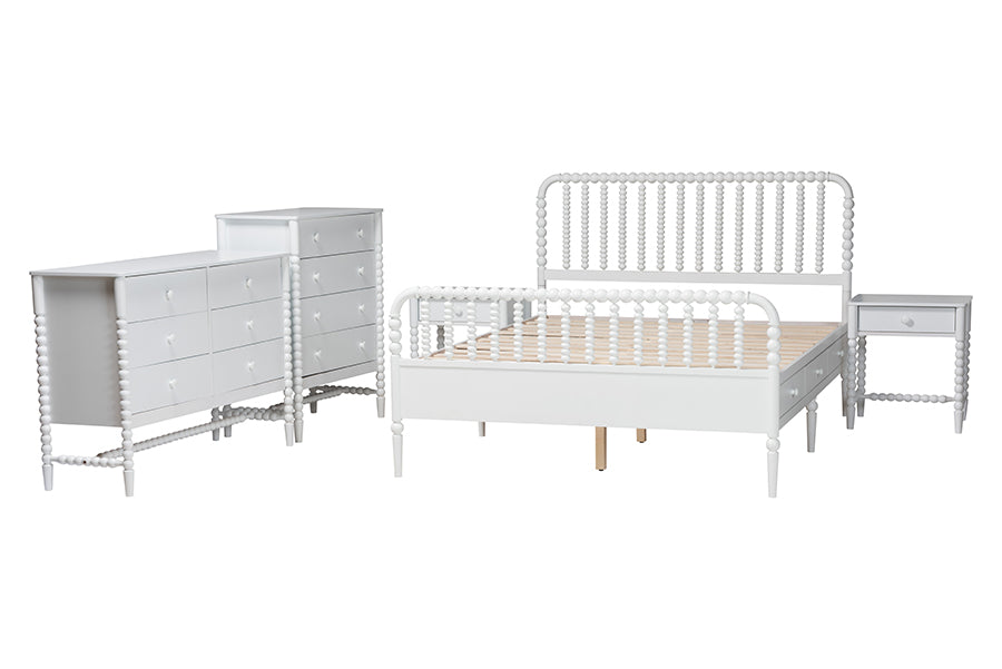 Baxton Studio Lucera 5-Piece Bedroom Set, Queen, White