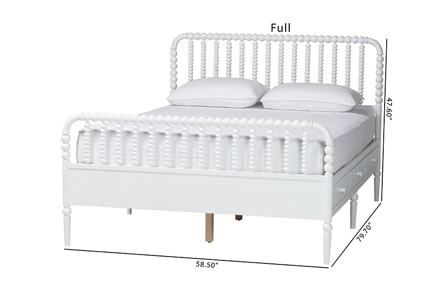 Baxton Studio Lucera 6-Drawer Platform Bed with Bobbin Frame, Full, White