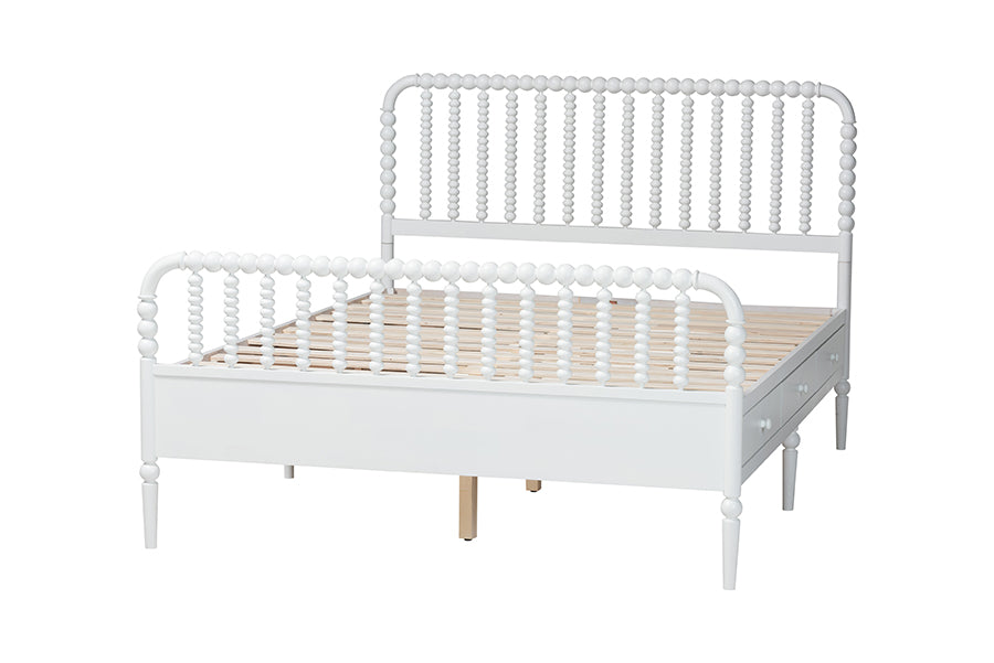 Baxton Studio Lucera 6-Drawer Platform Bed with Bobbin Frame, Full, White