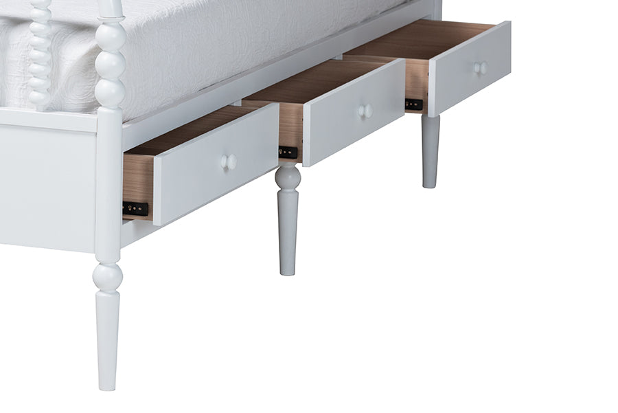 Baxton Studio Lucera 6-Drawer Platform Bed with Bobbin Frame, Full, White