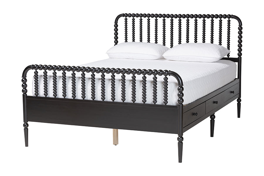 Baxton Studio Lucera 5-Piece Bedroom Set, Queen, Black