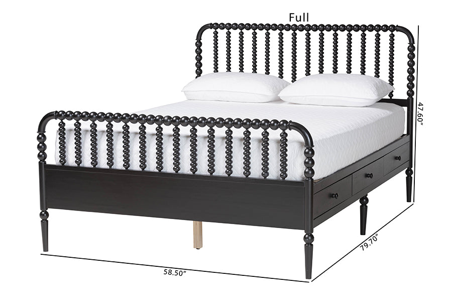 Baxton Studio Lucera 6-Drawer Platform Bed with Bobbin Frame, Full, Black