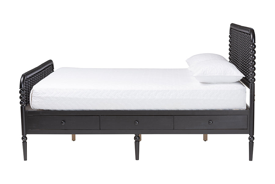 Baxton Studio Lucera 6-Drawer Platform Bed with Bobbin Frame, Full, Black