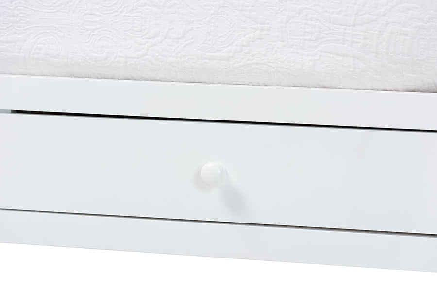 Baxton Studio Lucera 3-Drawer Daybed with Bobbin Frame, Full, White