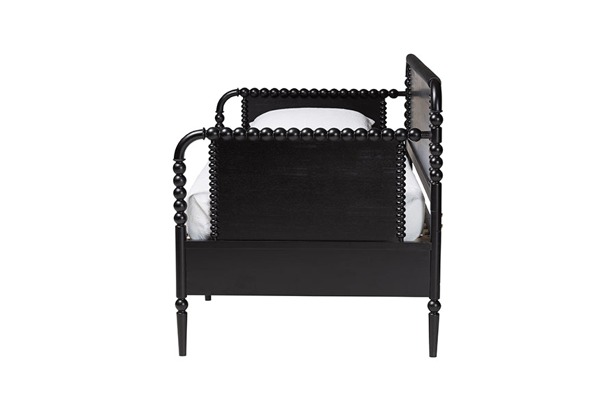 Baxton Studio Lucera 3-Drawer Daybed with Bobbin Frame, Full, Black