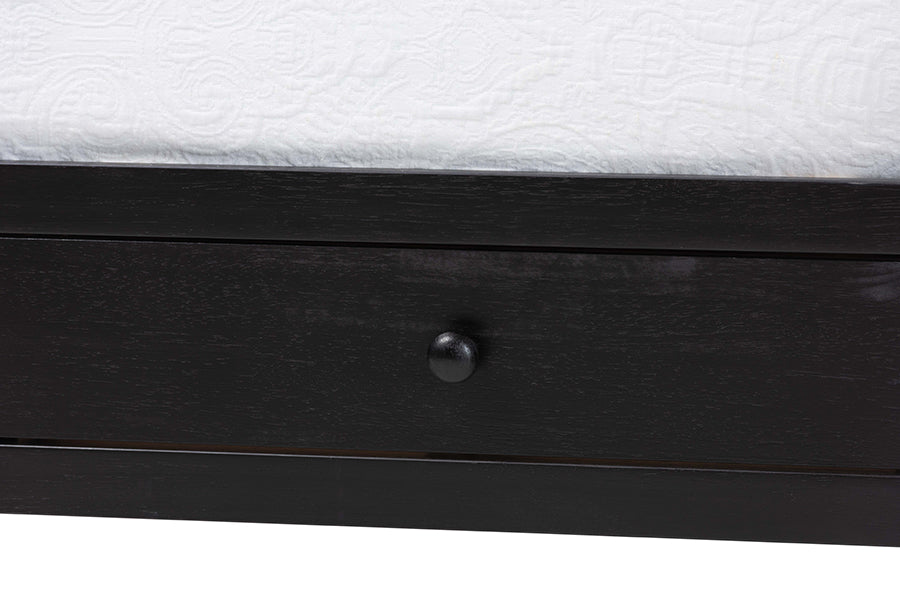 Baxton Studio Lucera 3-Drawer Daybed with Bobbin Frame, Twin, Black